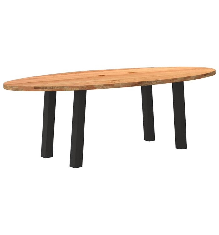 Table à manger marron clair bois de chêne massif ovale | Mobilier & Déco