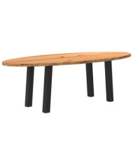 Table à manger marron clair bois de chêne massif ovale | Mobilier & Déco