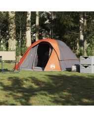 Tente de camping de cabine 4 personnes gris orange imperméable | Mobilier & Déco
