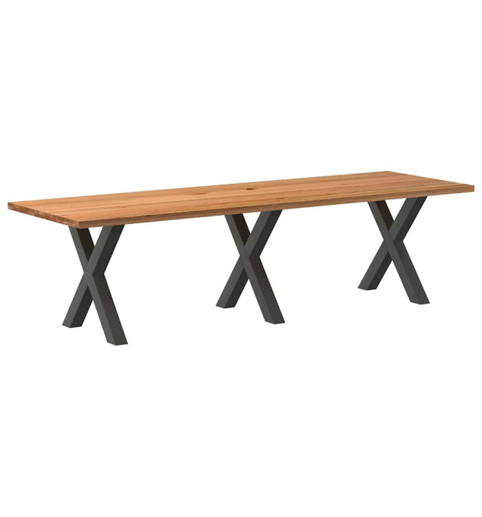 Table à manger marron clair bois de chêne massif rectangulaire | Mobilier & Déco