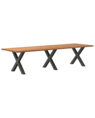Table à manger marron clair bois de chêne massif rectangulaire | Mobilier & Déco