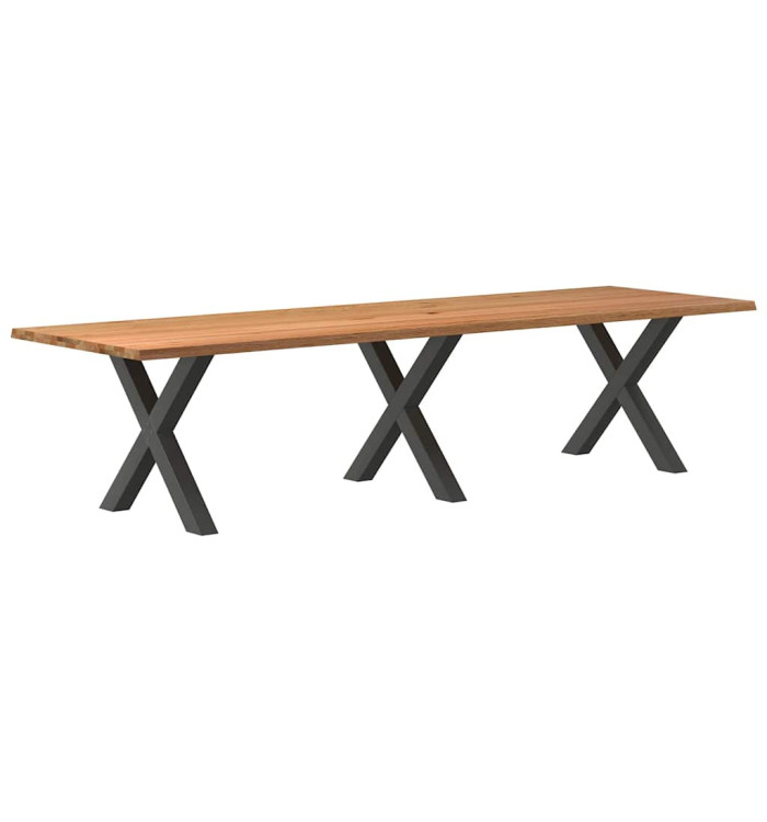 Table à manger marron clair bois de chêne massif rectangulaire | Mobilier & Déco