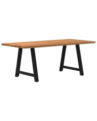 Table à manger marron clair bois de chêne massif rectangulaire | Mobilier & Déco
