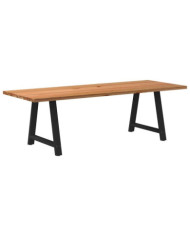 Table à manger marron clair bois de chêne massif rectangulaire | Mobilier & Déco