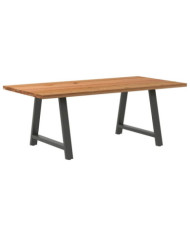 Table à manger marron clair bois de chêne massif rectangulaire | Mobilier & Déco
