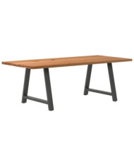 Table à manger marron clair bois de chêne massif rectangulaire | Mobilier & Déco