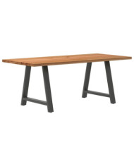 Table à manger marron clair bois de chêne massif rectangulaire | Mobilier & Déco
