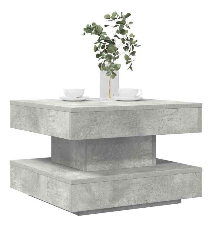 Table basse rotative à 360 degrés gris béton 50x50x34,5 cm | Mobilier & Déco