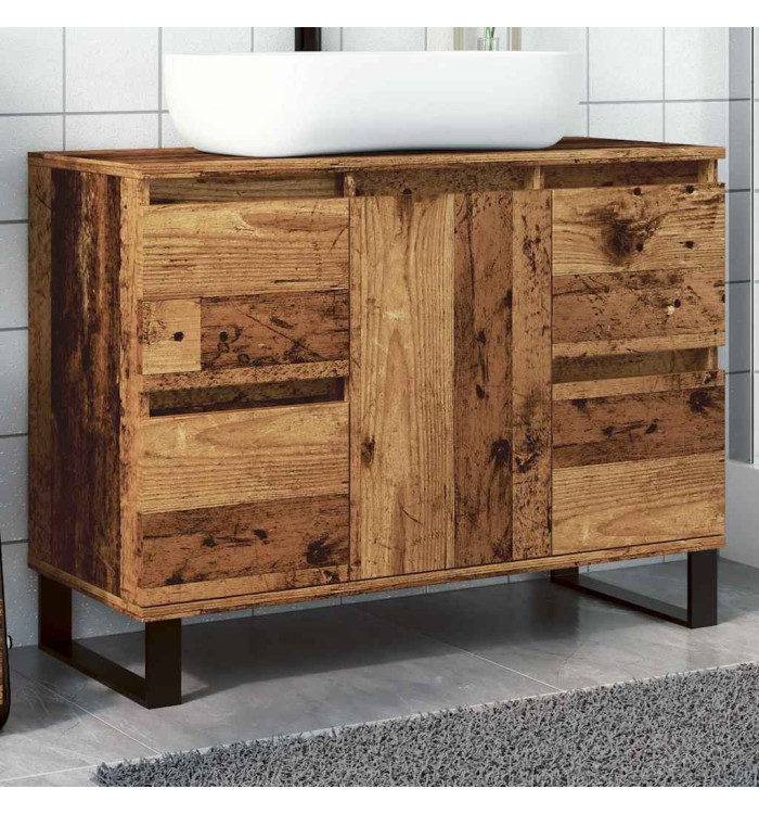 Armoire de salle de bain vieux bois 80x33x60 cm bois ingénierie | Mobilier & Déco