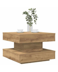 Table basse rotative à 360 degrés chêne artisanal 50x50x34,5 cm | Mobilier & Déco