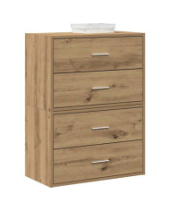 Armoires avec 2 tiroirs 2 pcs chêne artisanal bois d'ingénierie | Mobilier & Déco