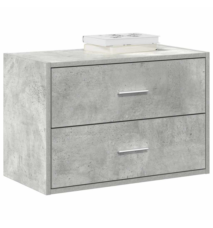 Armoire avec 2 tiroirs gris béton 60x31x40 cm bois d'ingénierie | Mobilier & Déco
