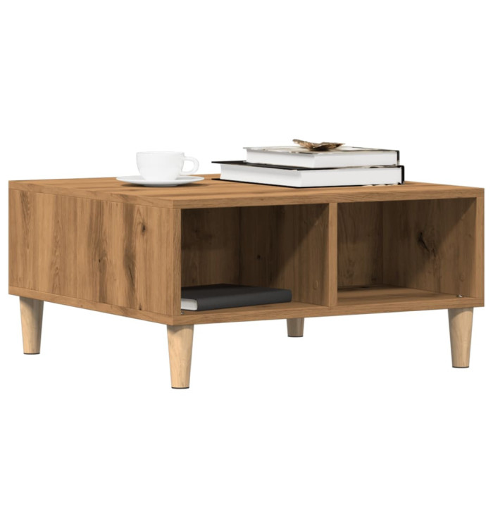 Table basse chêne artisanal 60x60x30 cm bois d'ingénierie | Mobilier & Déco