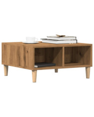 Table basse chêne artisanal 60x60x30 cm bois d'ingénierie | Mobilier & Déco
