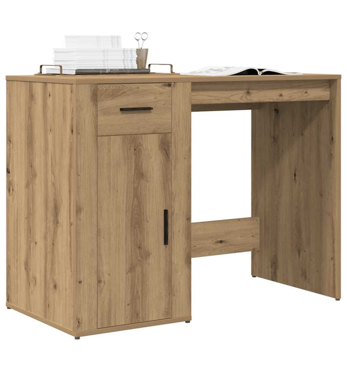 Bureau chêne artisanal 100x49x75 cm bois d'ingénierie | Mobilier & Déco