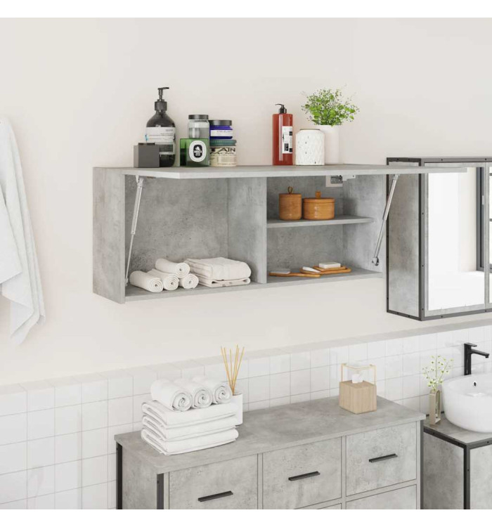Armoire murale de bain gris béton 100x25x40cm bois d'ingénierie | Mobilier & Déco