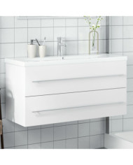 Armoire lavabo de salle de bain avec bassin intégré blanc | Mobilier & Déco