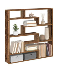Étagère cube murale 7 compartiments vieux bois bois ingénierie | Mobilier & Déco