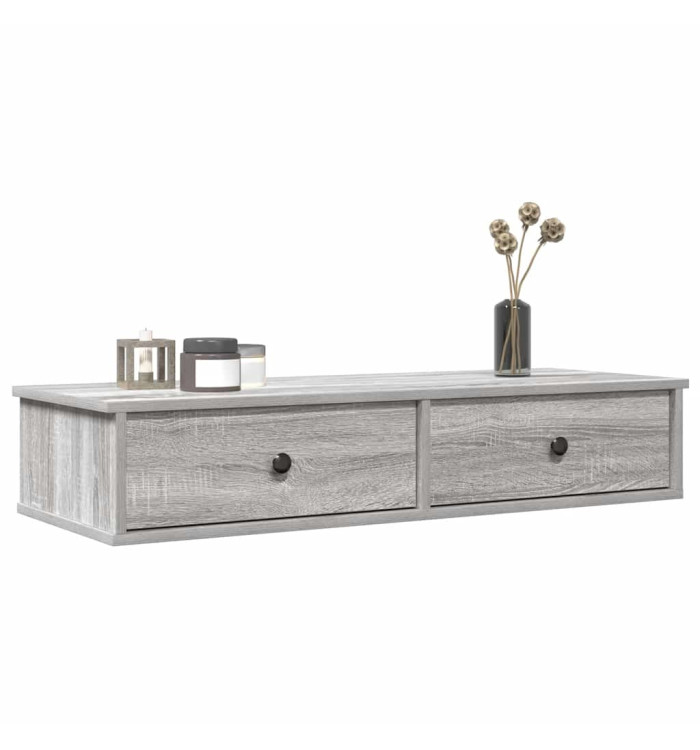 Étagère murale avec tiroirs sonoma gris bois d'ingénierie | Mobilier & Déco