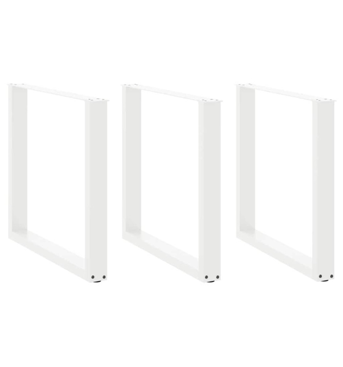 Pieds de table basse forme de U 3 pcs blanc 80x(72-73) cm acier | Mobilier & Déco