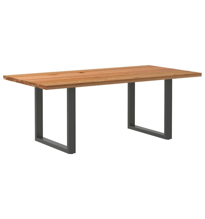Table à manger marron clair bois de chêne massif rectangulaire | Mobilier & Déco