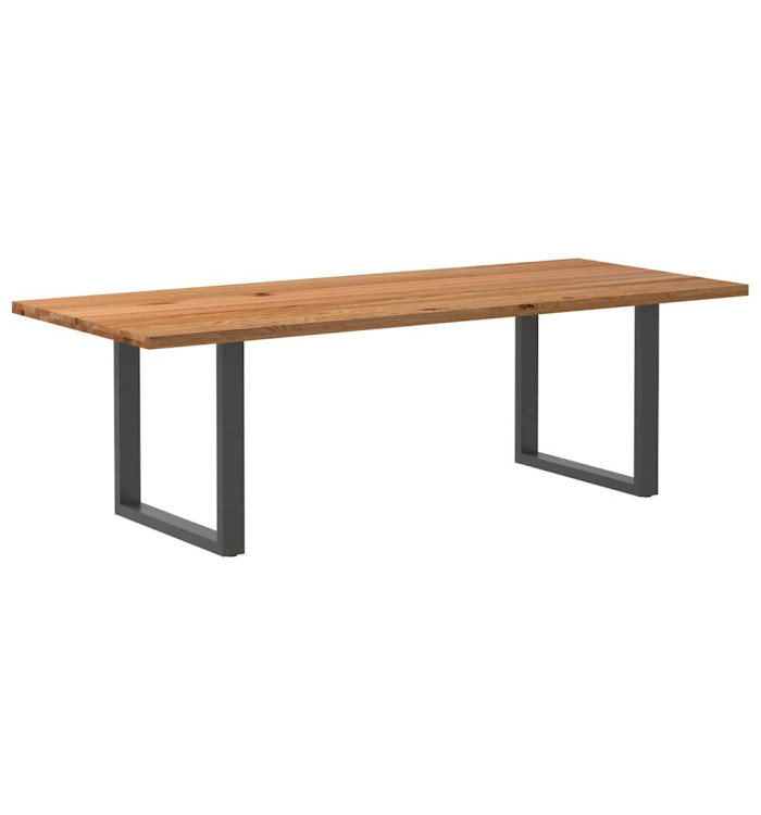 Table à manger marron clair bois de chêne massif rectangulaire | Mobilier & Déco