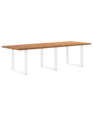 Table à manger marron clair bois de chêne massif rectangulaire | Mobilier & Déco