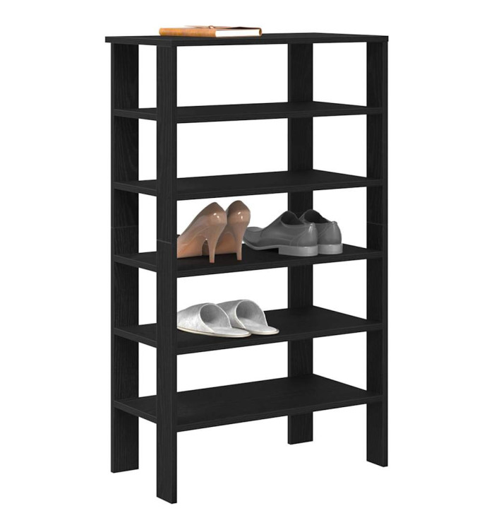 Étagère à chaussures noir 61x32x105 cm bois d'ingénierie | Mobilier & Déco