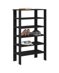 Étagère à chaussures noir 61x32x105 cm bois d'ingénierie | Mobilier & Déco