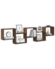 Étagère cube murale 5 compartiments chêne marron | Mobilier & Déco