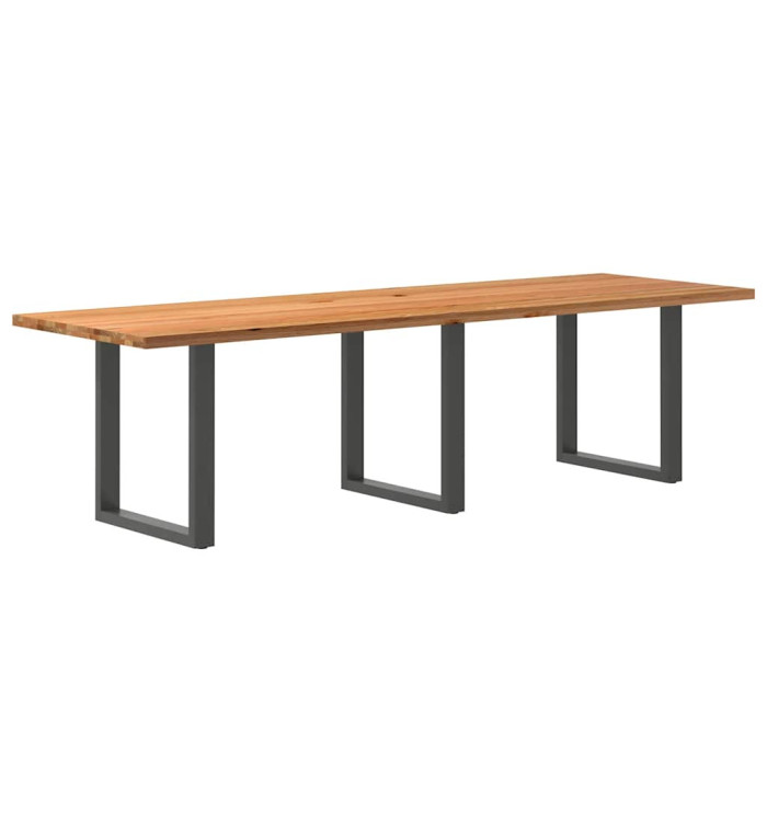 Table à manger marron clair bois de chêne massif rectangulaire | Mobilier & Déco