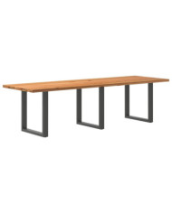 Table à manger marron clair bois de chêne massif rectangulaire | Mobilier & Déco