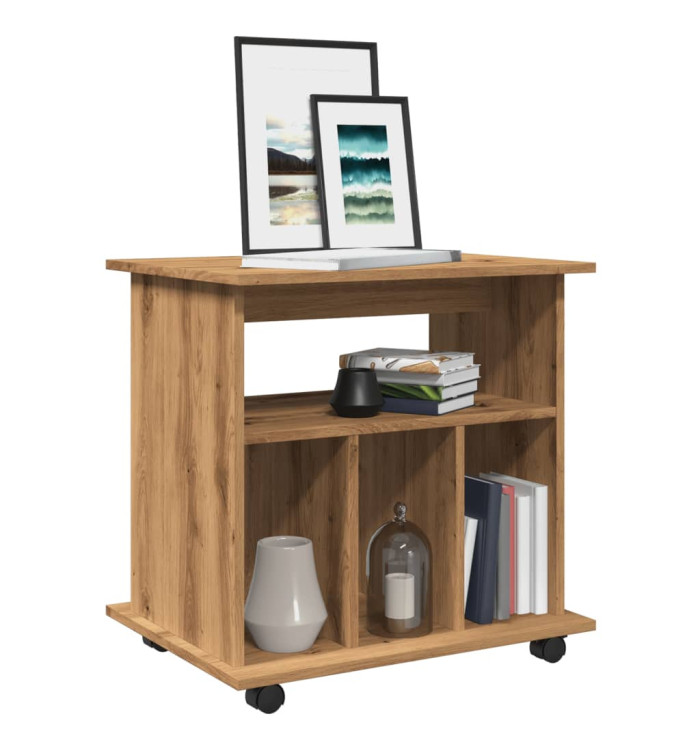 Armoire roulante chêne artisanal 60x45x60 cm bois d'ingénierie | Mobilier & Déco