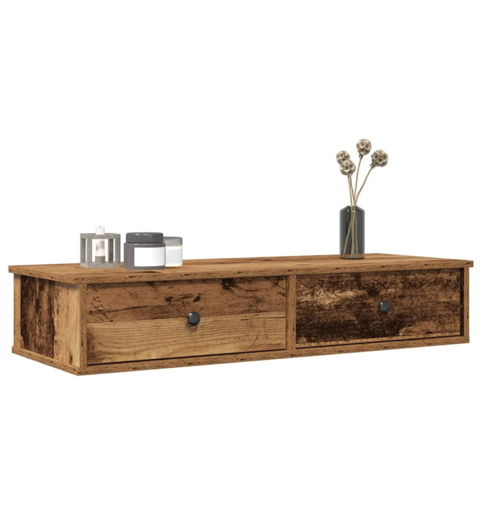 Étagère murale avec tiroirs vieux bois bois d'ingénierie | Mobilier & Déco