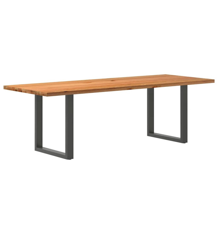 Table à manger marron clair bois de chêne massif rectangulaire | Mobilier & Déco