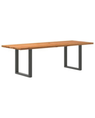 Table à manger marron clair bois de chêne massif rectangulaire | Mobilier & Déco