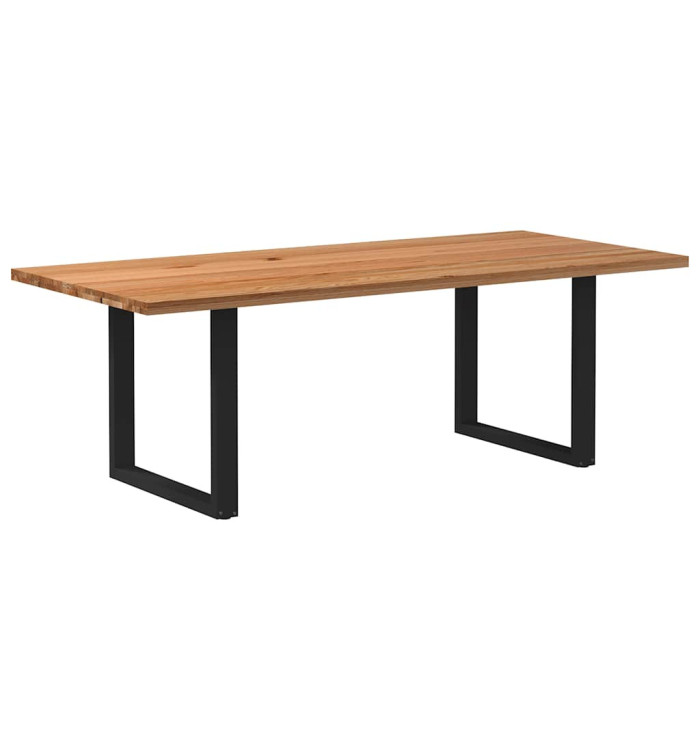 Table à manger marron clair bois de chêne massif rectangulaire | Mobilier & Déco