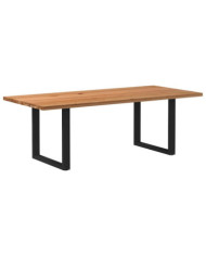 Table à manger marron clair bois de chêne massif rectangulaire | Mobilier & Déco