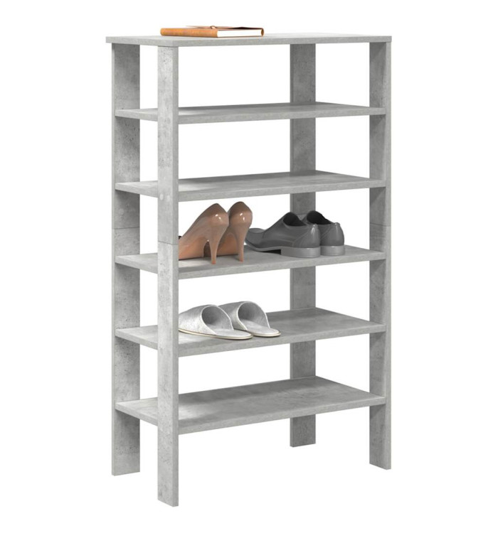 Étagère à chaussures gris béton 61x32x105 cm bois d'ingénierie | Mobilier & Déco