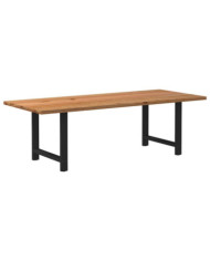 Table à manger marron clair bois de chêne massif rectangulaire | Mobilier & Déco