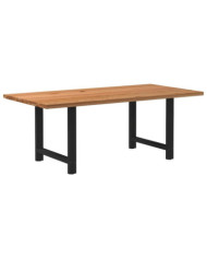 Table à manger marron clair bois de chêne massif rectangulaire | Mobilier & Déco
