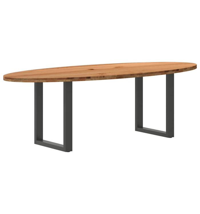 Table à manger marron clair bois de chêne massif ovale | Mobilier & Déco