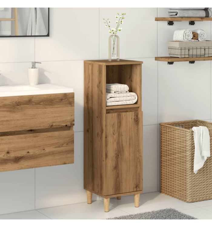 Armoire de salle de bain chêne artisanal 30x30x100 cm | Mobilier & Déco