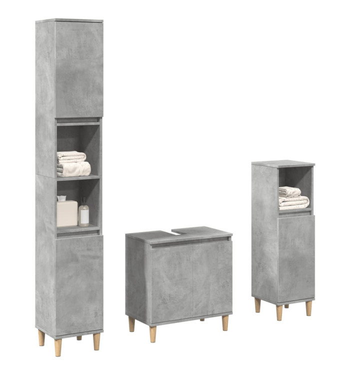 Ensemble de meubles de salle de bain 3 pcs gris béton | Mobilier & Déco