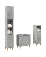 Ensemble de meubles de salle de bain 3 pcs gris béton | Mobilier & Déco