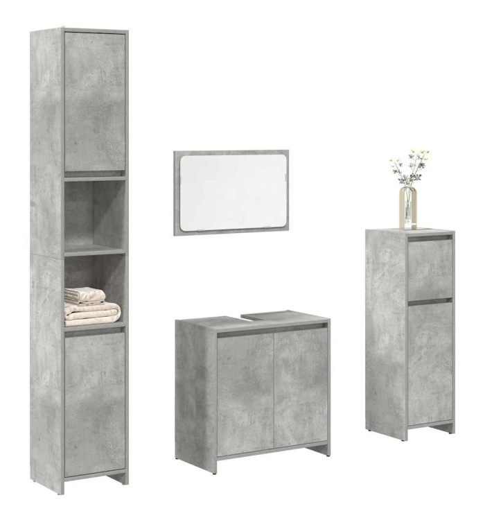 Ensemble de meubles de salle de bain 4 pcs gris béton | Mobilier & Déco