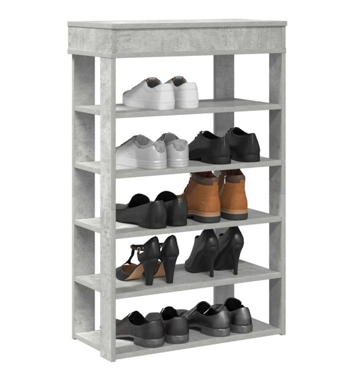 Étagère à chaussures gris béton 60x30x98 cm bois d'ingénierie | Mobilier & Déco
