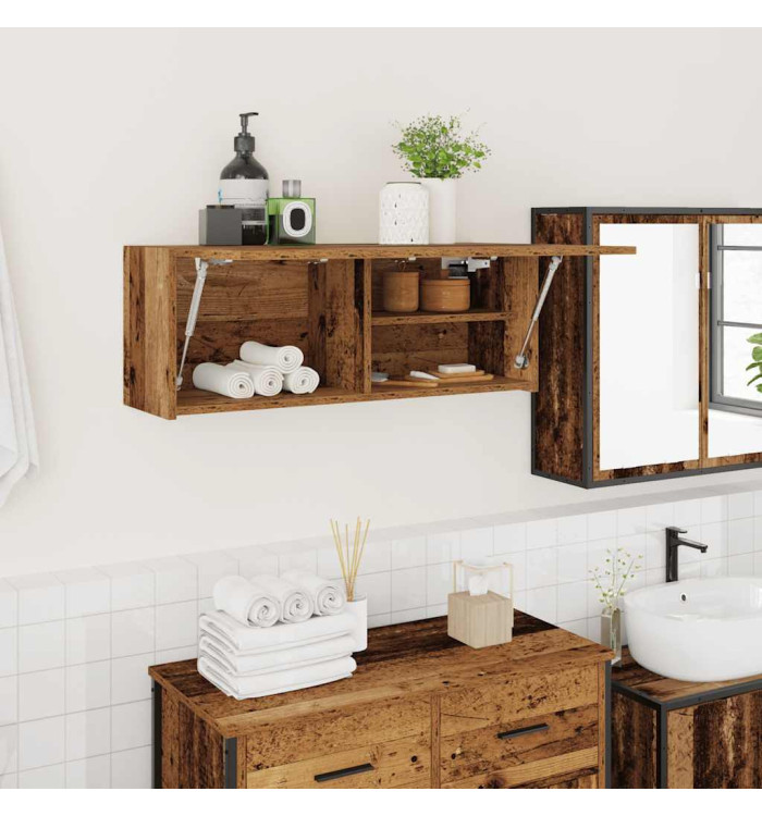 Armoire murale de bain vieux bois 80x25x30 cm bois d'ingénierie | Mobilier & Déco