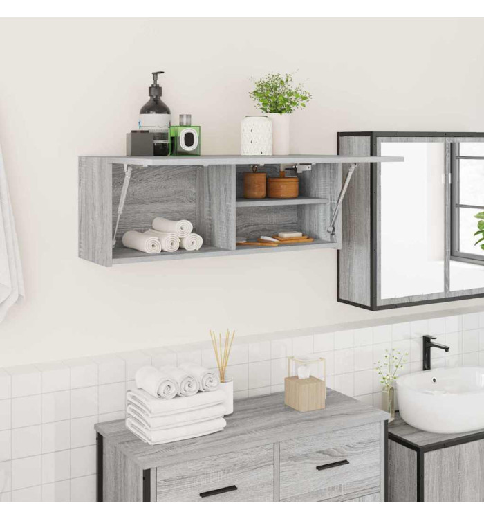 Armoire murale de bain sonoma gris 80x25x30cm bois d'ingénierie | Mobilier & Déco