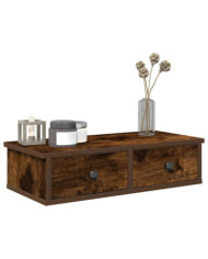 Étagère murale avec tiroirs chêne fumé bois d'ingénierie | Mobilier & Déco